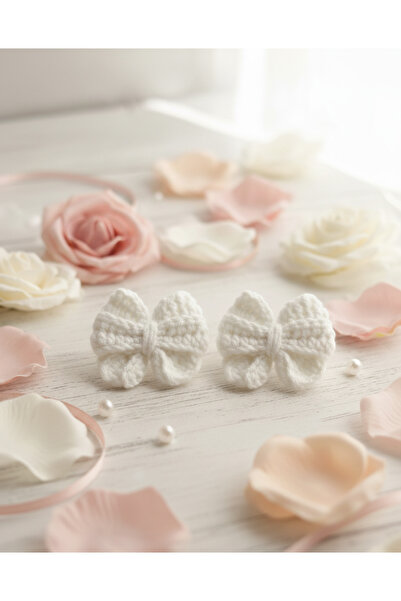 Sepia Shopping KIZ ÇOCUK SAÇSIZ BEBEK TOKASI 2'Lİ BEYAZ FİYONK