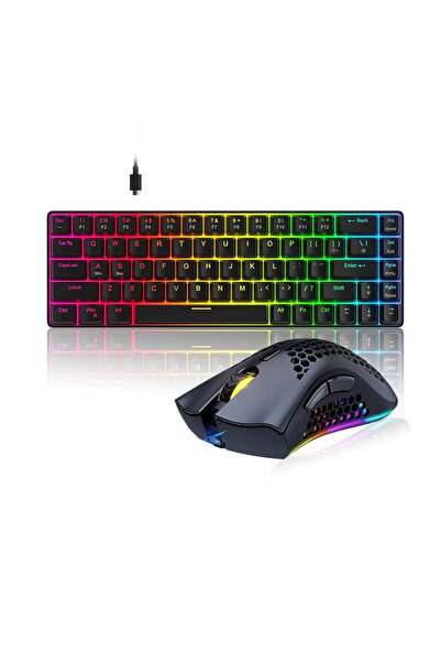 Timebox Gaming Pack: Wireless RGB Mouse (95g) + 60% Mechanical Keyboard (Red Switches)