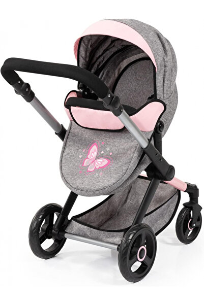 Bayer 2in1 transformable stroller for dolls Xeo Fluturas Grey with shoulder bag, adjustable handle 5