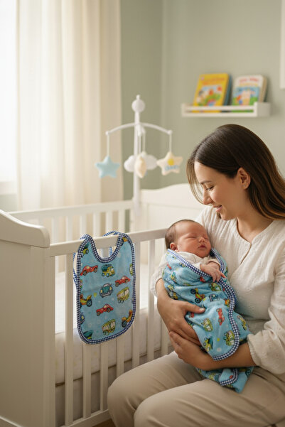 Shadro Textile مجموعة مناشف قطنية للأطفال مع مريلة، مناشف ناعمة لحديثي الولادة للبنات والأولاد