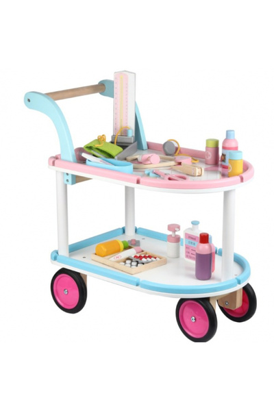 Nurio Wooden Medical Trolley Doctor Set for Children - 22 Pieces Montessori