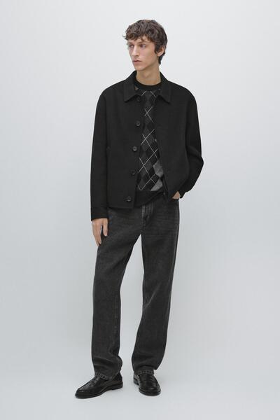 Massimo Dutti Kısa yün karışımlı ince ceket