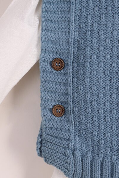 kidello Blue Baby Boy Knitwear 3-Piece Set – Vest Set , with Pants, Long Sleeves