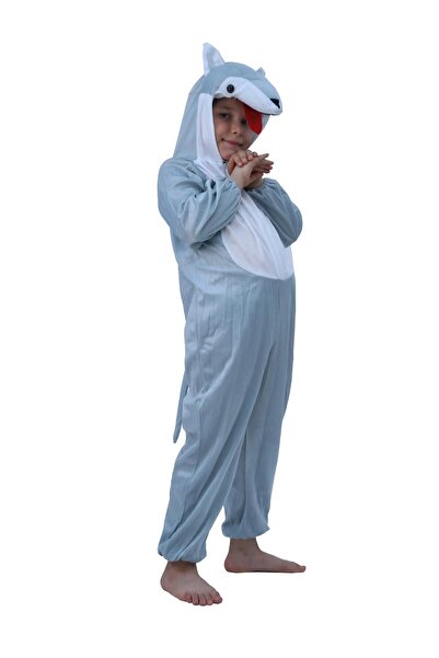 Toybox Kids Wolf Costume Jumpsuit with Hood, Animal Fancy Dress, Party Outfit, Size XL(8-10Years)