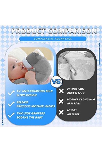 Generic Baby Bottle Holder - Hands-Free Self Feeding Adjustable Nursing Pillow (Grey)