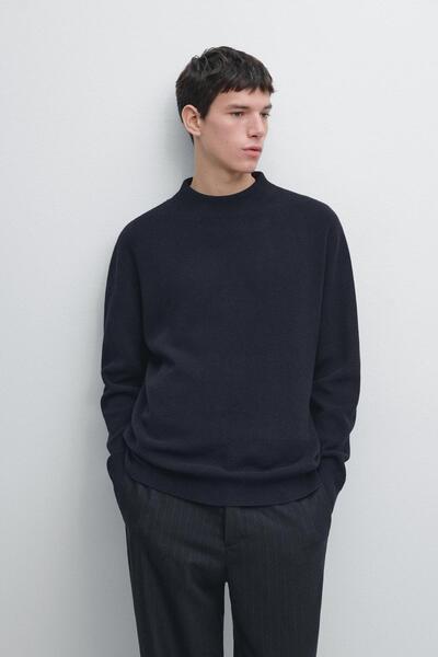 Massimo Dutti Dik yaka pamuklu triko kazak