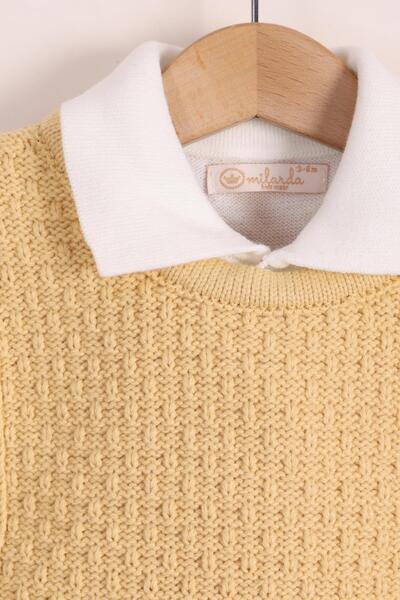 kidello Yellow baby boy knitwear 3-piece set – Vest Set, with pants, long sleeve