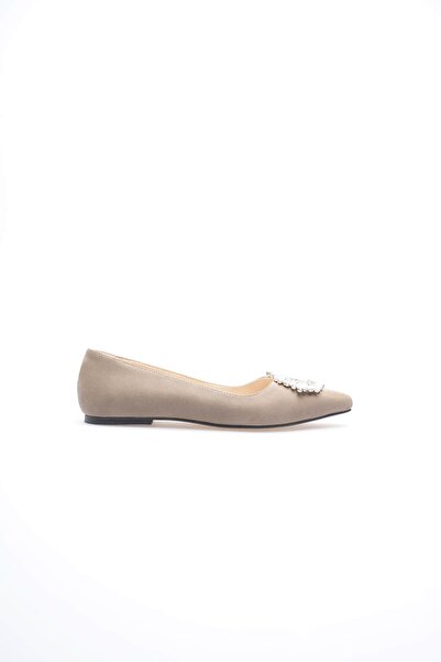 MARCHEO Arden Women's Beige Suede Ballerina Shoes