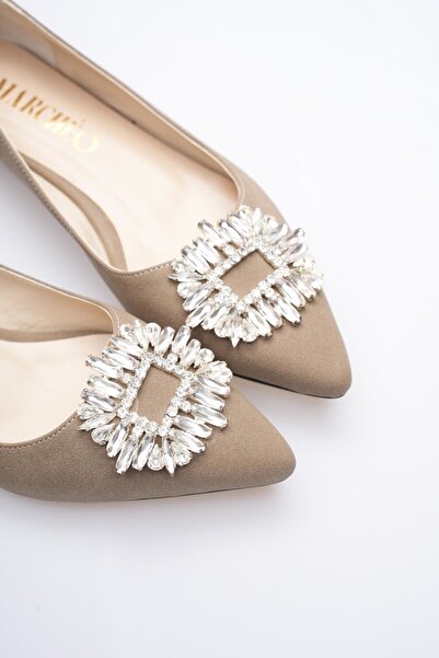 MARCHEO Arden Women's Beige Suede Ballerina Shoes