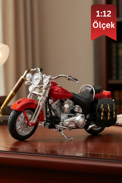 craftivio Softail Heritage Classic Kırmızı Model Motorsiklet 1:12 Ölçek İnce ...