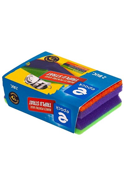 Epack Triple-Layer Grooved Dish Sponges, 2 pcs