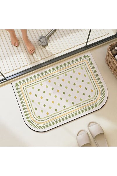 Faria Covoraș de baie antiderapant, 40x60cm, design modern, profil subțire, pentru baie, hol, verde-bej