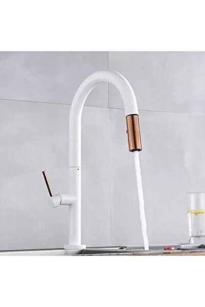 OEM Kitchen faucet with retractable spray, sanitary brass, white, CF1035A