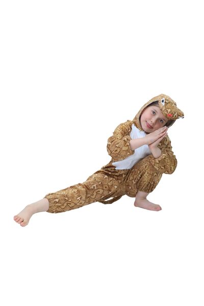 Toybox Kids Snake Costume Jumpsuit with Hood, Animal Fancy Dress, Party Outfit, Size L(6-7Years)