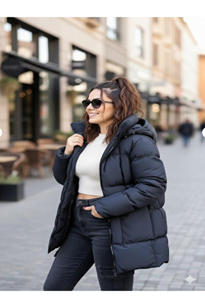 mars fashion Women's Puffer Jacket, with Pockets, Black Color, Zippered, Hood...