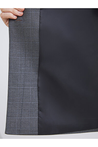 LC Waikiki Classic Gray Plaid Women's Blazer Jacket