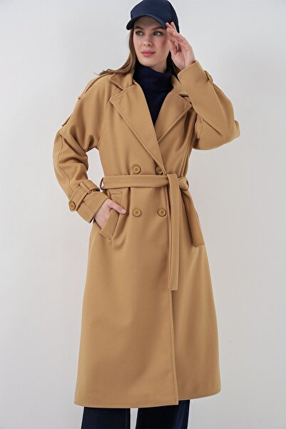 Hiccup Bdart Double-Breasted Lapel Buttoned Cashmere Coat