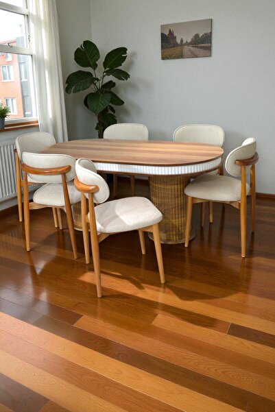 baresmu Bohem İskandinav Masa Sandalye Takımı – 6 Adet Polo Sandalye – Ceviz ...