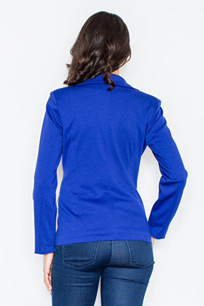 Figl Jachetă tricotată pentru femei, cu două nasturi, mulată - Jachetă albastră M085 mărimea XL