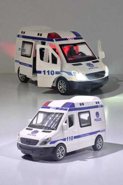 Fidan oyuncak Light and Sound Toy Police Minibus – Opening Doors, Headlights, Interior Ambiance Light