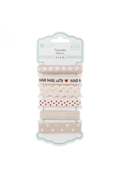 dp Craft Cotton Ribbon Set "Handmade With Love", 6 x 2 m