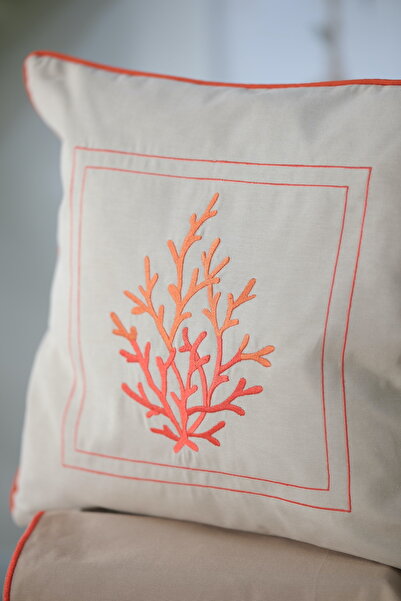 Leoinart Coral Throw Pillow - Beige Orange Cover