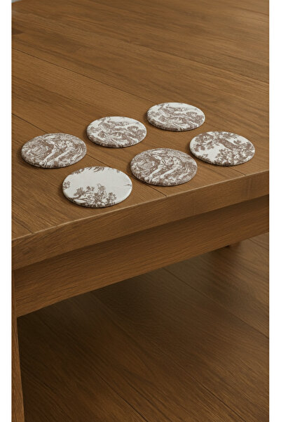 shopshop طقم زينة طاولة مكون من 6 قطع من حاملات الأكواب الريفية العتيقة مع سطح من الخشب المضغوط ومغطى بالقماش