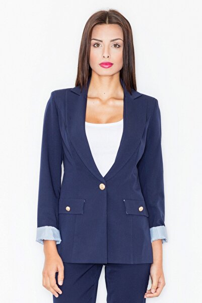 Figl Women's jacket with gold buttons - Elegant navy blue jacket M489 size S