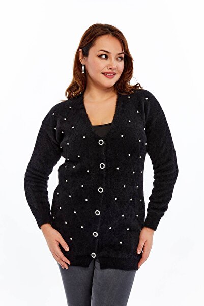 Laden Knitwear Women's Bearded Rope Stone Thick Coat Winter Mother Cardigan