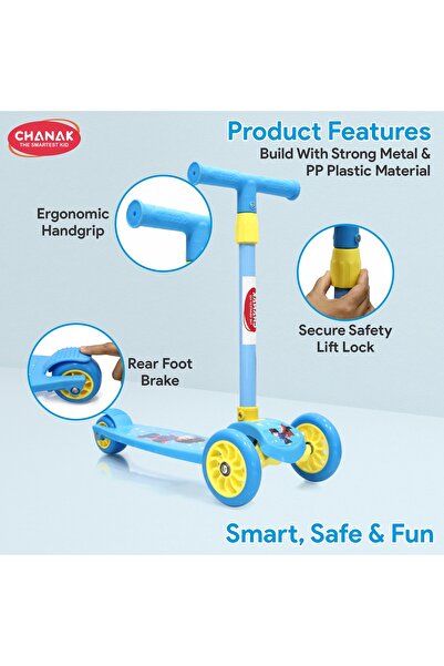 Chanak Go Thunder Kick Scooter for kids 3 Wheel Foldable Scooter With Rear Break for Boy & Girl 5+