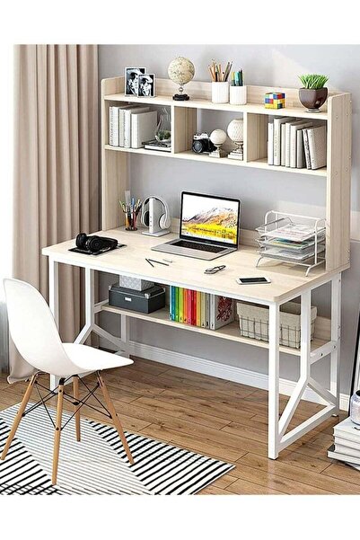 AGD Multipurpose Study Computer Desk with Shelves & Bookshelf - Space Saving