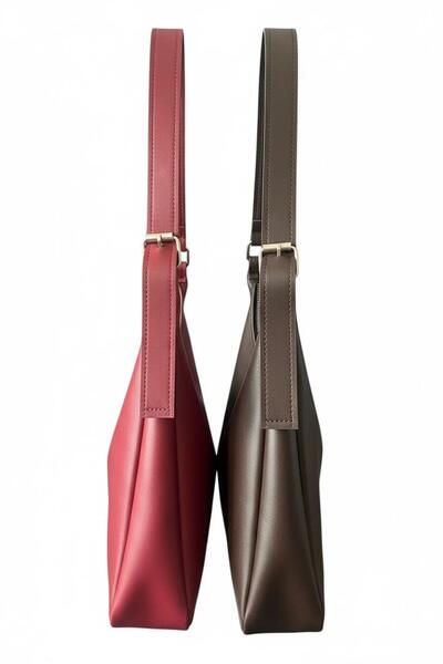 CELESTIAL COLLECTION 2-Pack Large Size Single Strap Baguette Stylish Bag (Acikahve and Bordo)