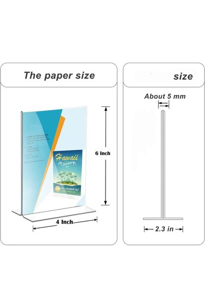 Slasa Acrylic T-Shape Double-Sided Sign Holder Menu Frame Stand 4x6 Inch 2pcs