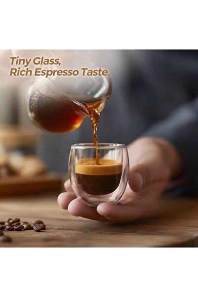 Alcoach Double-Wall Glass Latte Cups Set - 6 x 80 ml