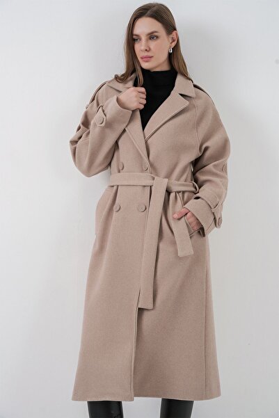 Hiccup Bdart Double-Breasted Lapel Buttoned Cashmere Coat