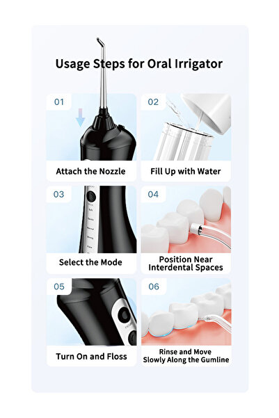OEM Water Flosser: Compatible with Mouthwash, 5 Pressure Modes, 320ML Tank, 4 Jet Tips