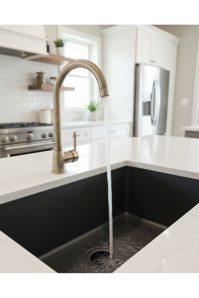 EMFA AKSESUAR Antik Vintage Kuğu Mutfak - Eviye Bataryası - Mat Gold Mutfak B...