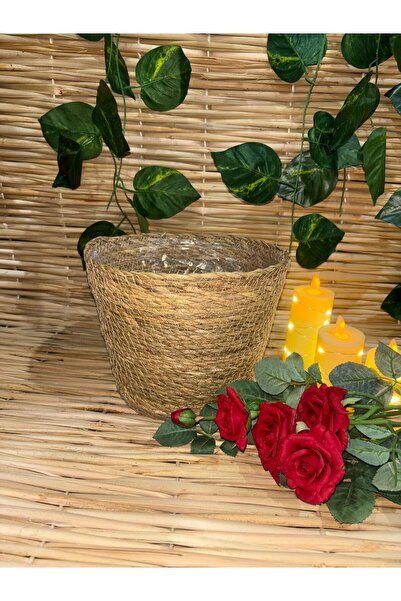 Ekodoğa Hasır Saksılık Örme Saksı Çok Amaçlı Küçük Bahçe Saksısı