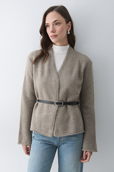 Laluvia Light Mink Belted Cardigan - 241084