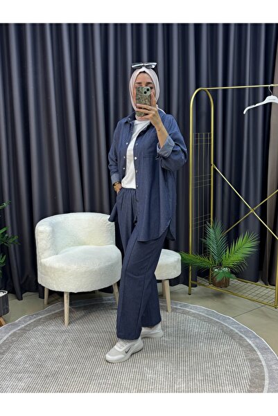 LY LEYO TEKSTİL Chitchitli Soft Denim Shirt Set