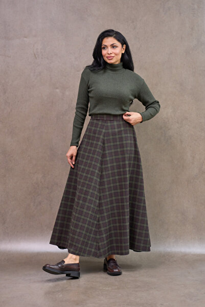 KÜÇÜĞÜM BUTİK Brown Plaid Four-Piece Skirt