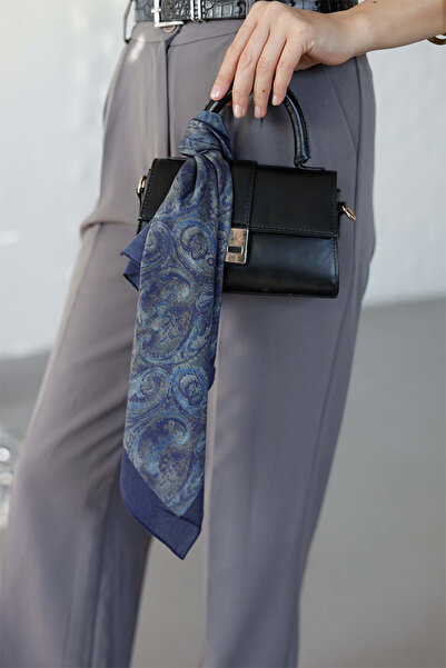 ipekistanbul Eșarfă din bumbac organic 100% - Model șal - Albastru închis