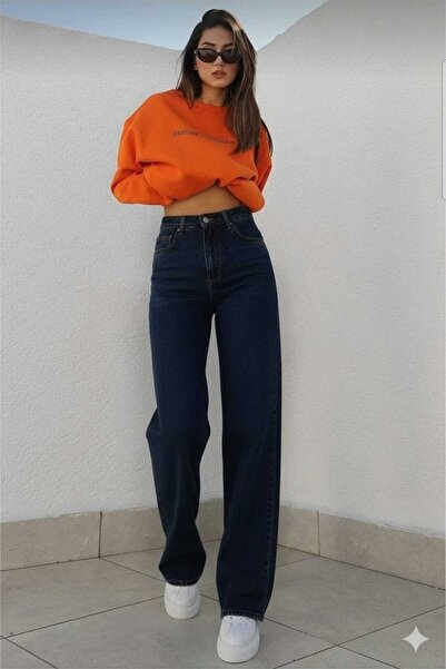 BİENAL BUTİK SAMATA Kadın Ikon 90's Koyu Mavi Lacivert Süper Extra Yüksek Bel...