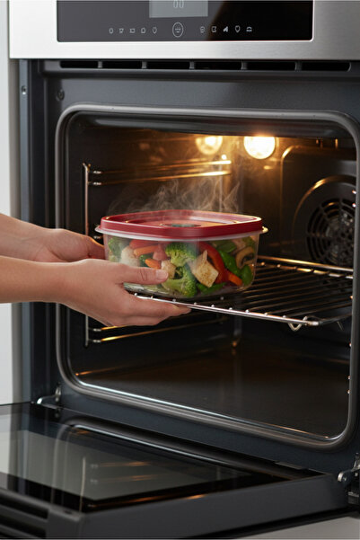 Orvila Red 4-Piece Vacuum Sealed Lid Storage Container Food Organizer Set 1L, 1.5L, 2L, 2.5L