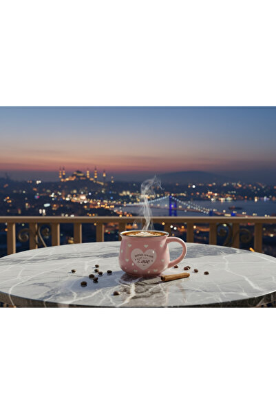 Elista Ceramic Cup with Handle Heart Pattern 250 Cc