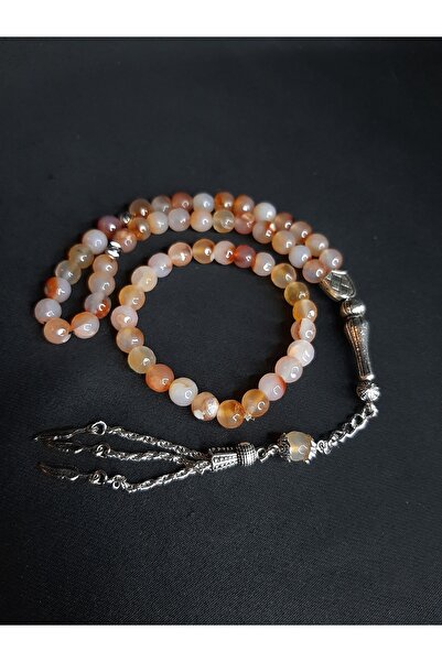 MRYart Beige Natural Agate Stone Prayer Beads and Bracelet Set