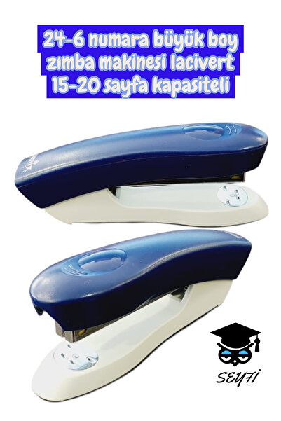 SEYFİKİRTASİYE 24-6 numara büyük boy zımba makinesi lacivert 15-20 sayfa kapa...