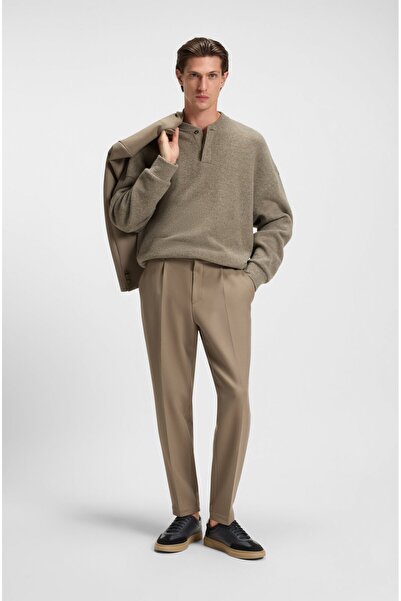 BOSS Men's Flat Sole Leather Comfortable Round Toe Lace-Up Anthracite Sneaker 50552852-012