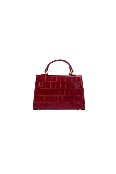 Posete Fagaras Thea Croco Baby Leather Purse - Cherry Red, Casual Bag Made of Genuine Leather, Handbag, Bags