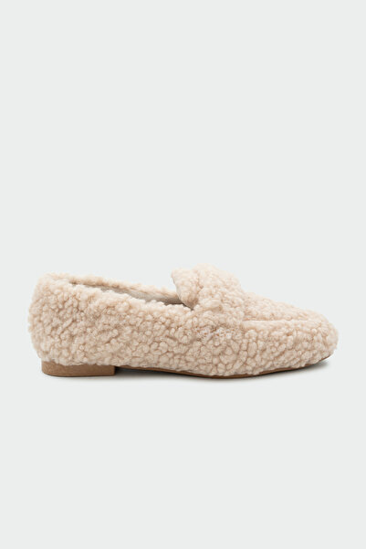LAMİNTA Alfy Beige Women's Plush Home Slippers